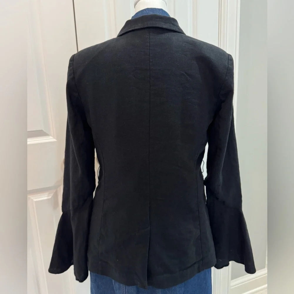 Free People Flared Sleeve Blazer Black Size Small Linen blend - Picture 7 of 15